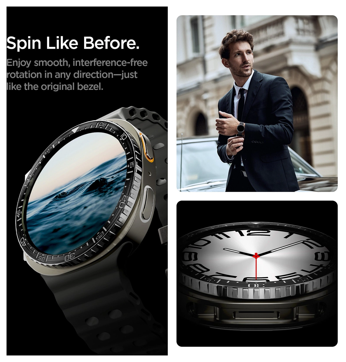 Spigen Samsung Galaxy Watch 8 44MM Bezel Ring Randbeschermer Zilver afbeelding 4