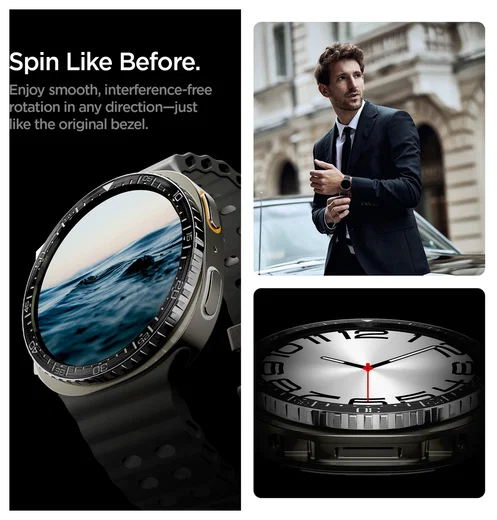 Spigen Samsung Galaxy Watch 8 44MM Bezel Ring Randbeschermer Zilver afbeelding 4