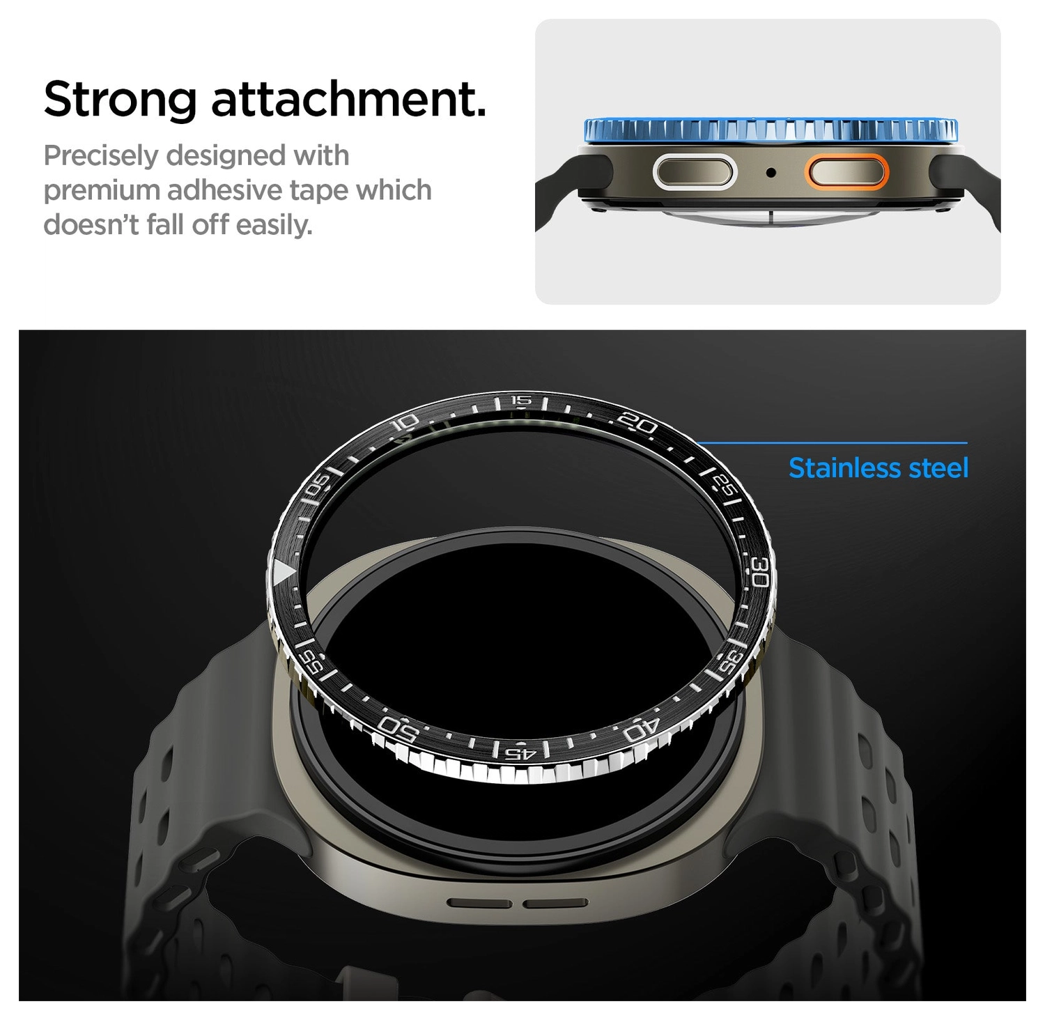 Spigen Samsung Galaxy Watch 8 44MM Bezel Ring Randbeschermer Zilver afbeelding 5