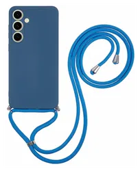 Samsung Galaxy S25 FE Hoesje met Koord en Camera Bescherming Blauw afbeelding
