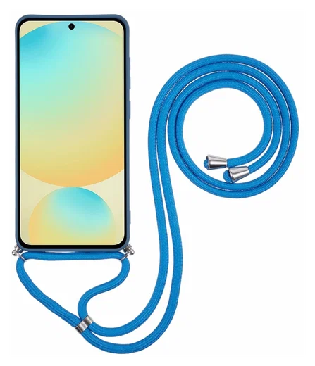 Samsung Galaxy S25 FE Hoesje met Koord en Camera Bescherming Blauw afbeelding 2