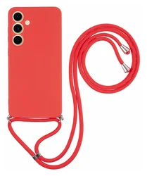 Samsung Galaxy S25 FE Hoesje met Koord en Camera Bescherming Rood afbeelding
