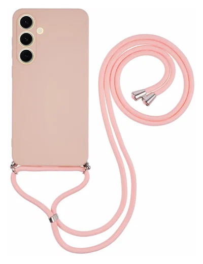 Samsung Galaxy S25 FE Hoesje met Koord en Camera Bescherming Roze afbeelding 1