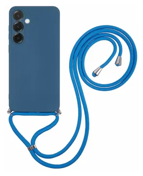 Samsung Galaxy A17 Hoesje met Koord en Camera Bescherming Back Cover Blauw