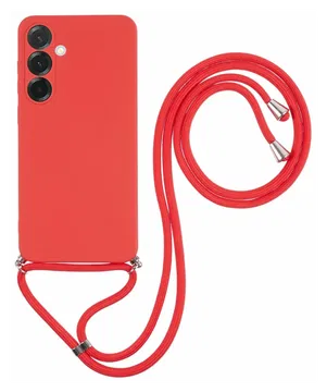 Samsung Galaxy A17 Hoesje met Koord en Camera Bescherming Back Cover Rood