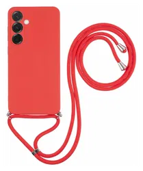 Samsung Galaxy A17 Hoesje met Koord en Camera Bescherming Back Cover Rood afbeelding