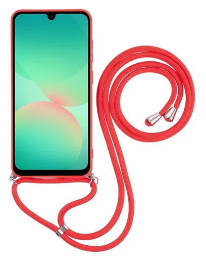 Samsung Galaxy A17 Hoesje met Koord en Camera Bescherming Back Cover Rood afbeelding 2