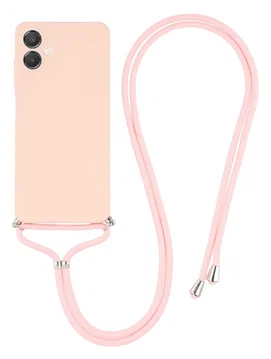 Samsung Galaxy A07 Hoesje met Koord en Camera Bescherming Back Cover Roze