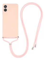 Samsung Galaxy A07 Hoesje met Koord en Camera Bescherming Back Cover Roze afbeelding