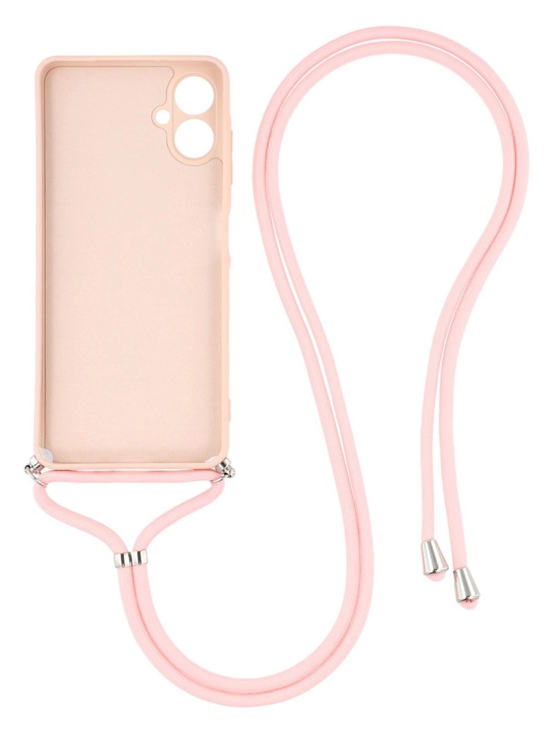 Samsung Galaxy A07 Hoesje met Koord en Camera Bescherming Back Cover Roze afbeelding 2