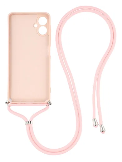 Samsung Galaxy A07 Hoesje met Koord en Camera Bescherming Back Cover Roze afbeelding 2