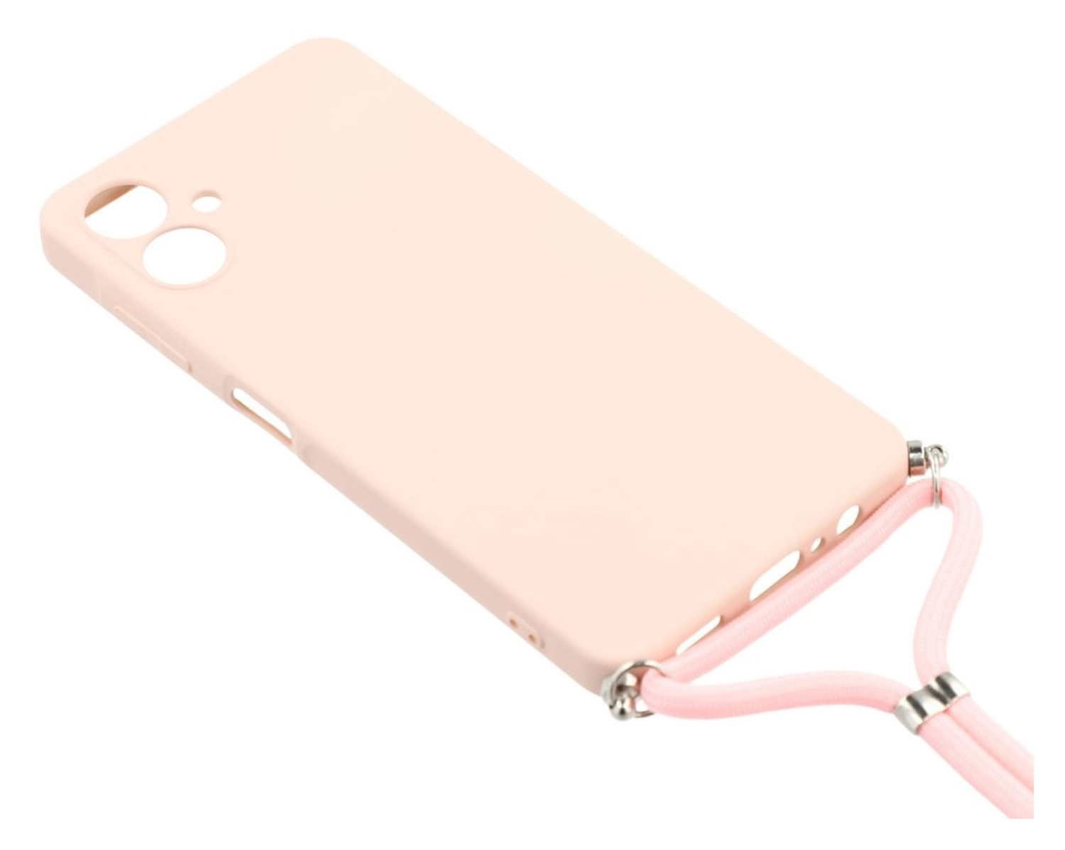 Samsung Galaxy A07 Hoesje met Koord en Camera Bescherming Back Cover Roze afbeelding 3