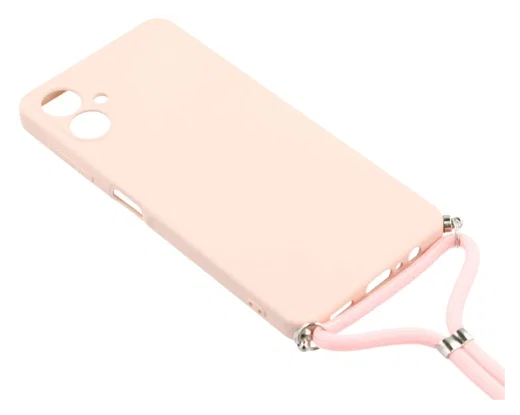 Samsung Galaxy A07 Hoesje met Koord en Camera Bescherming Back Cover Roze afbeelding 3