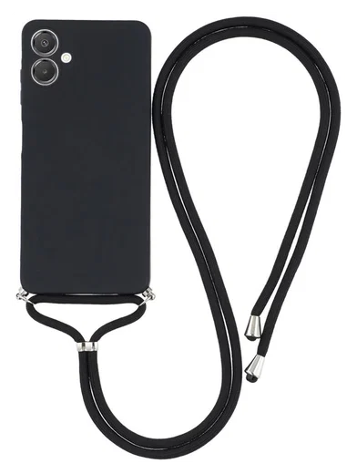 Samsung Galaxy A07 Hoesje met Koord en Camera Bescherming Back Cover Zwart afbeelding 1
