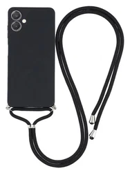 Samsung Galaxy A07 Hoesje met Koord en Camera Bescherming Back Cover Zwart afbeelding