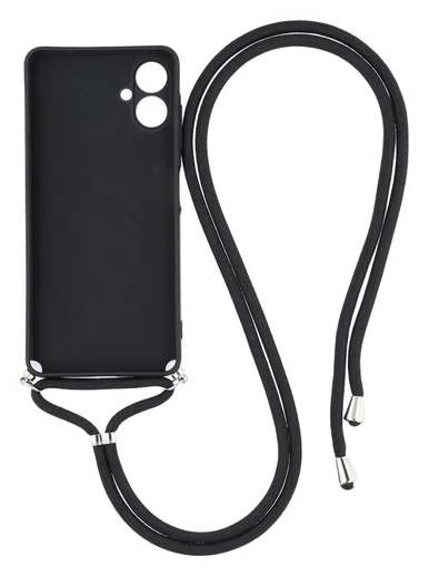 Samsung Galaxy A07 Hoesje met Koord en Camera Bescherming Back Cover Zwart afbeelding 2