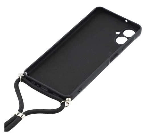Samsung Galaxy A07 Hoesje met Koord en Camera Bescherming Back Cover Zwart afbeelding 5