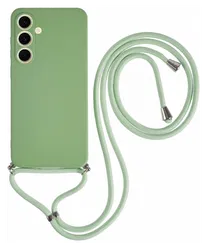 Samsung Galaxy S24 FE Hoesje met Koord en Camera Bescherming Back Cover Groen afbeelding