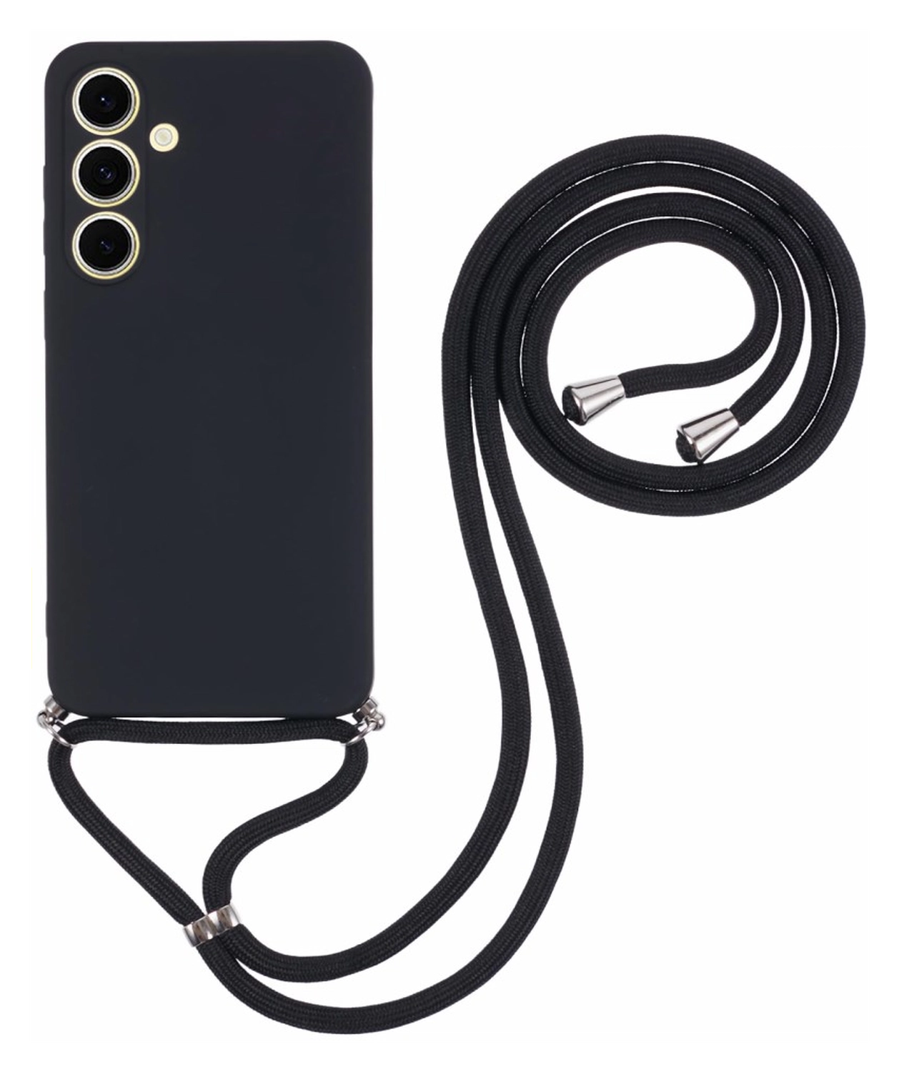 Samsung Galaxy S24 FE Hoesje met Koord en Camera Bescherming Back Cover Zwart afbeelding 1