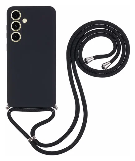 Samsung Galaxy S24 FE Hoesje met Koord en Camera Bescherming Back Cover Zwart afbeelding 1