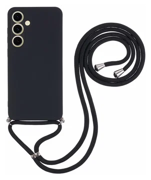Samsung Galaxy S24 FE Hoesje met Koord en Camera Bescherming Back Cover Zwart
