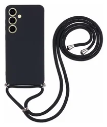 Samsung Galaxy S24 FE Hoesje met Koord en Camera Bescherming Back Cover Zwart afbeelding