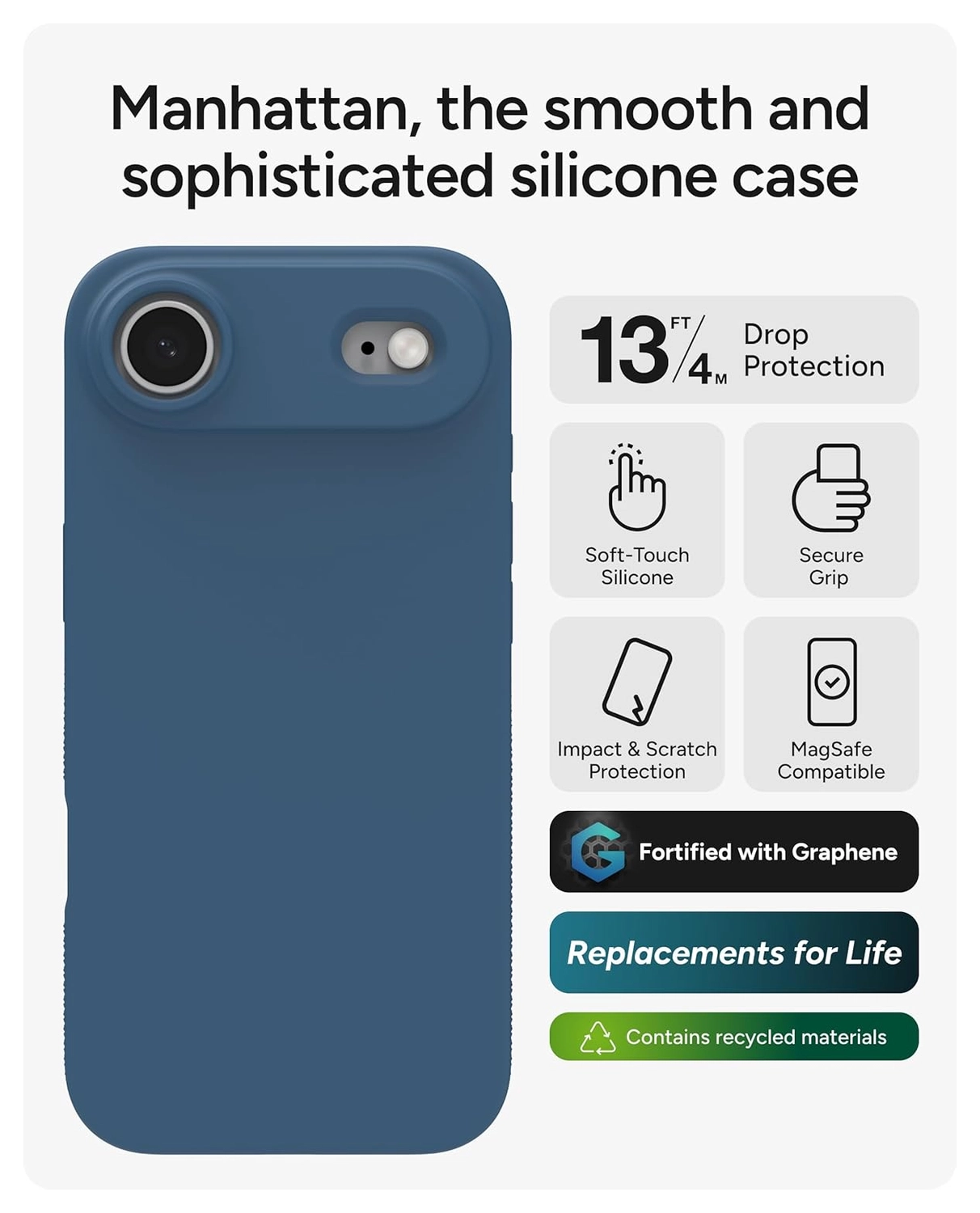 ZAGG Manhattan Snap Apple iPhone Air Hoesje MagSafe Back Cover Blauw afbeelding 3