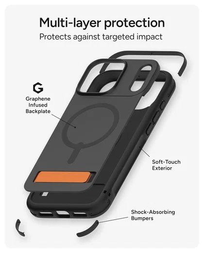 ZAGG Sedona Snap Kickstand iPhone 17 Pro Max Hoesje MagSafe Back Cover Zwart afbeelding 8