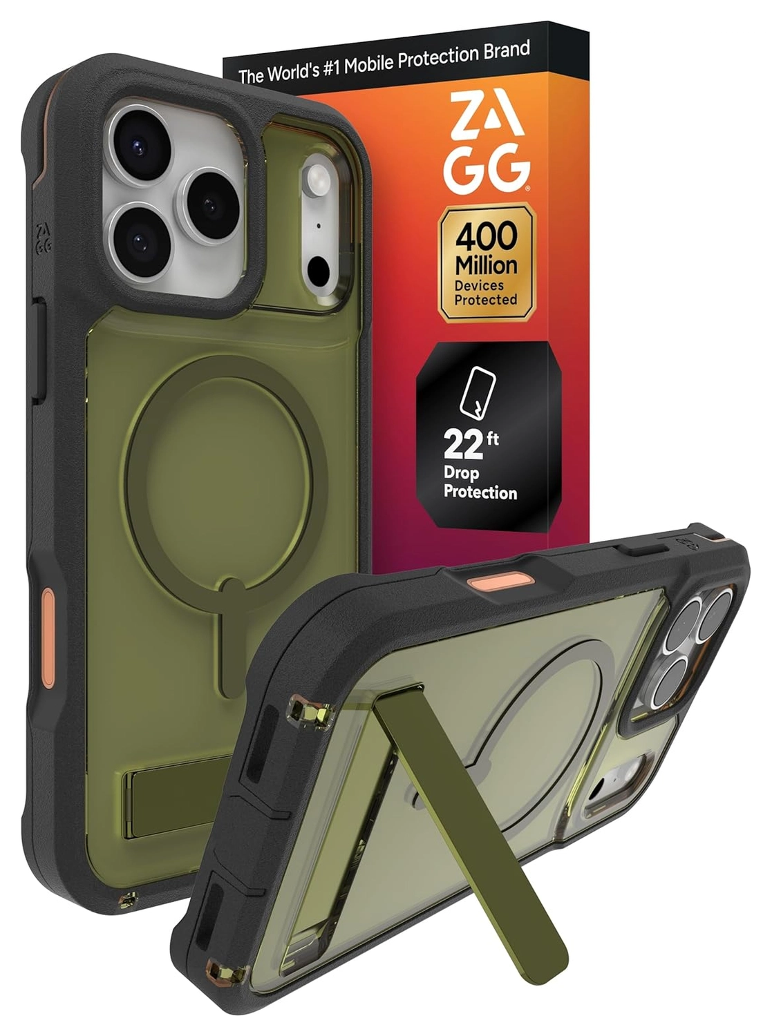 ZAGG Rainier Snap Kickstand iPhone 17 Pro Max Hoesje MagSafe Back Cover Groen afbeelding 1