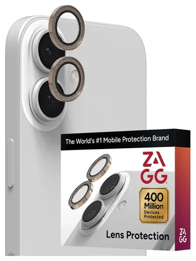ZAGG Camera Rings iPhone 17 / 16 / 16 Plus Camera Protector Goud Glitter afbeelding 1