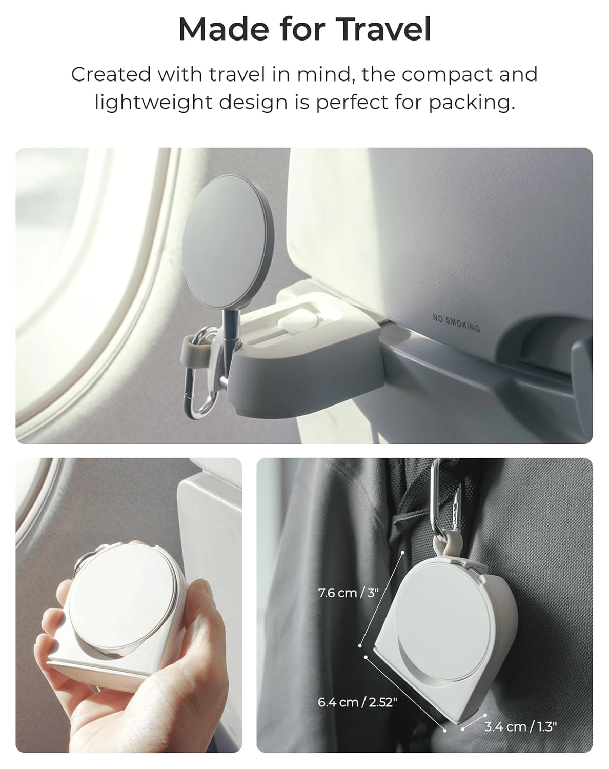 iOttie Treker MagSafe / Qi2 Telefoonhouder Vliegtuig Tafel / Trein Beige afbeelding 5