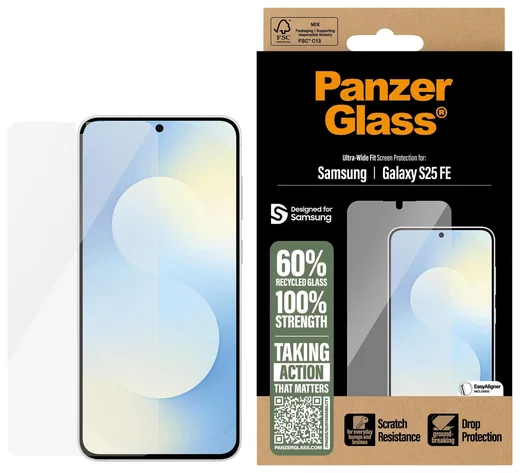 PanzerGlass Ultra-Wide Samsung Galaxy S25 FE Screen Protector Glas EasyAligner afbeelding 1