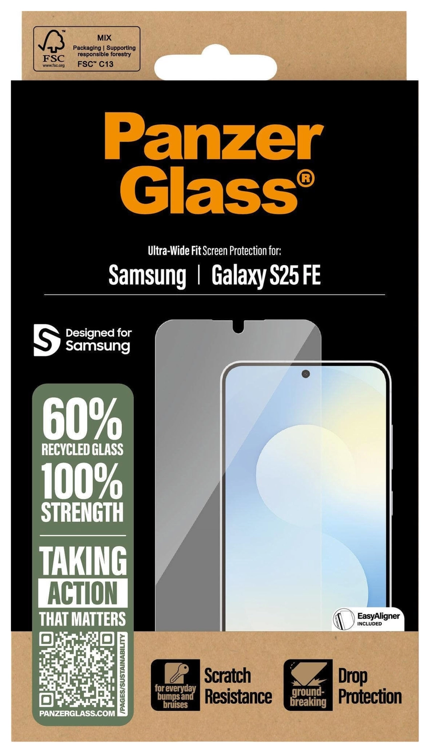 PanzerGlass Ultra-Wide Samsung Galaxy S25 FE Screen Protector Glas EasyAligner afbeelding 3
