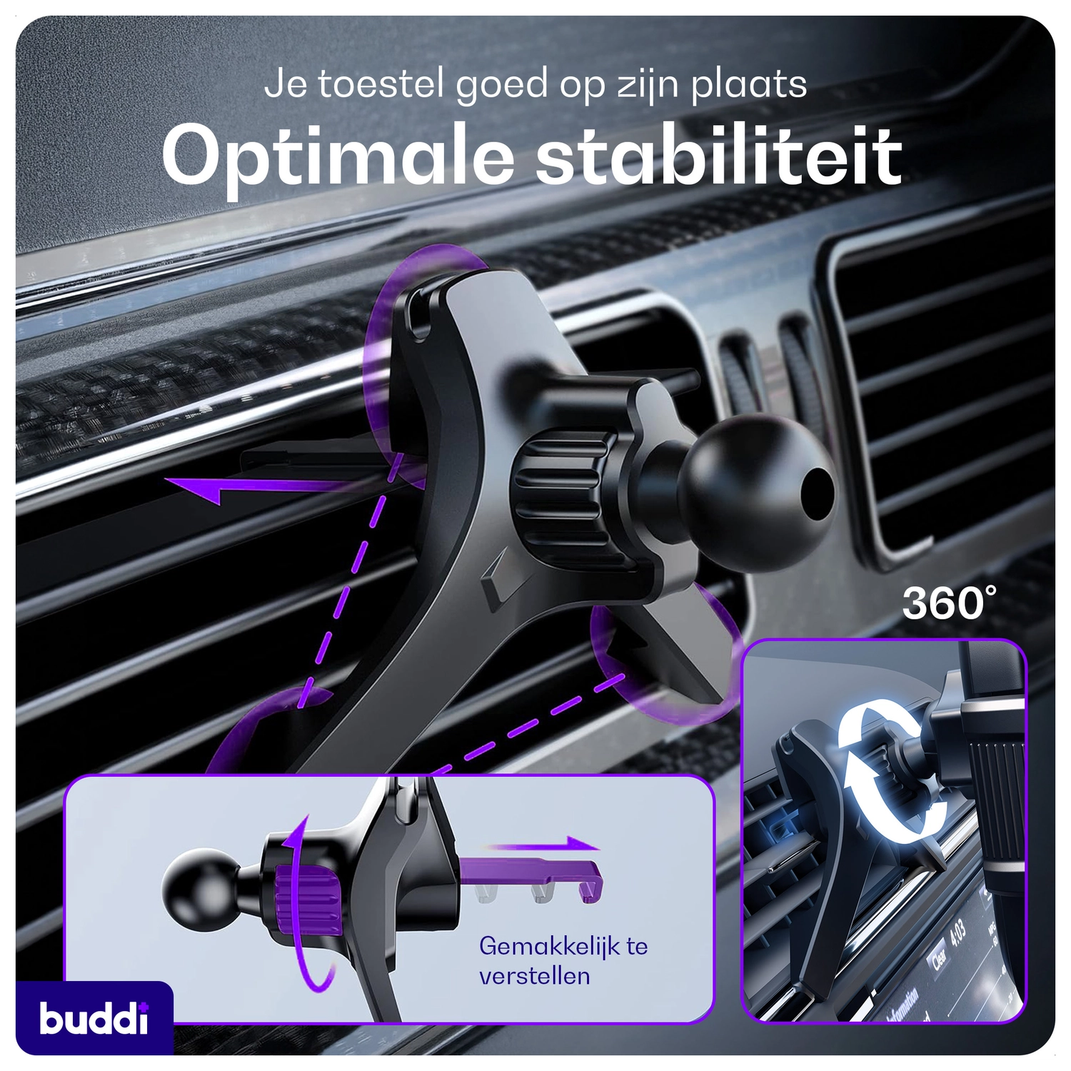 Buddi Way 2 Universele Telefoonhouder Auto Ventilatierooster met Klem afbeelding 8