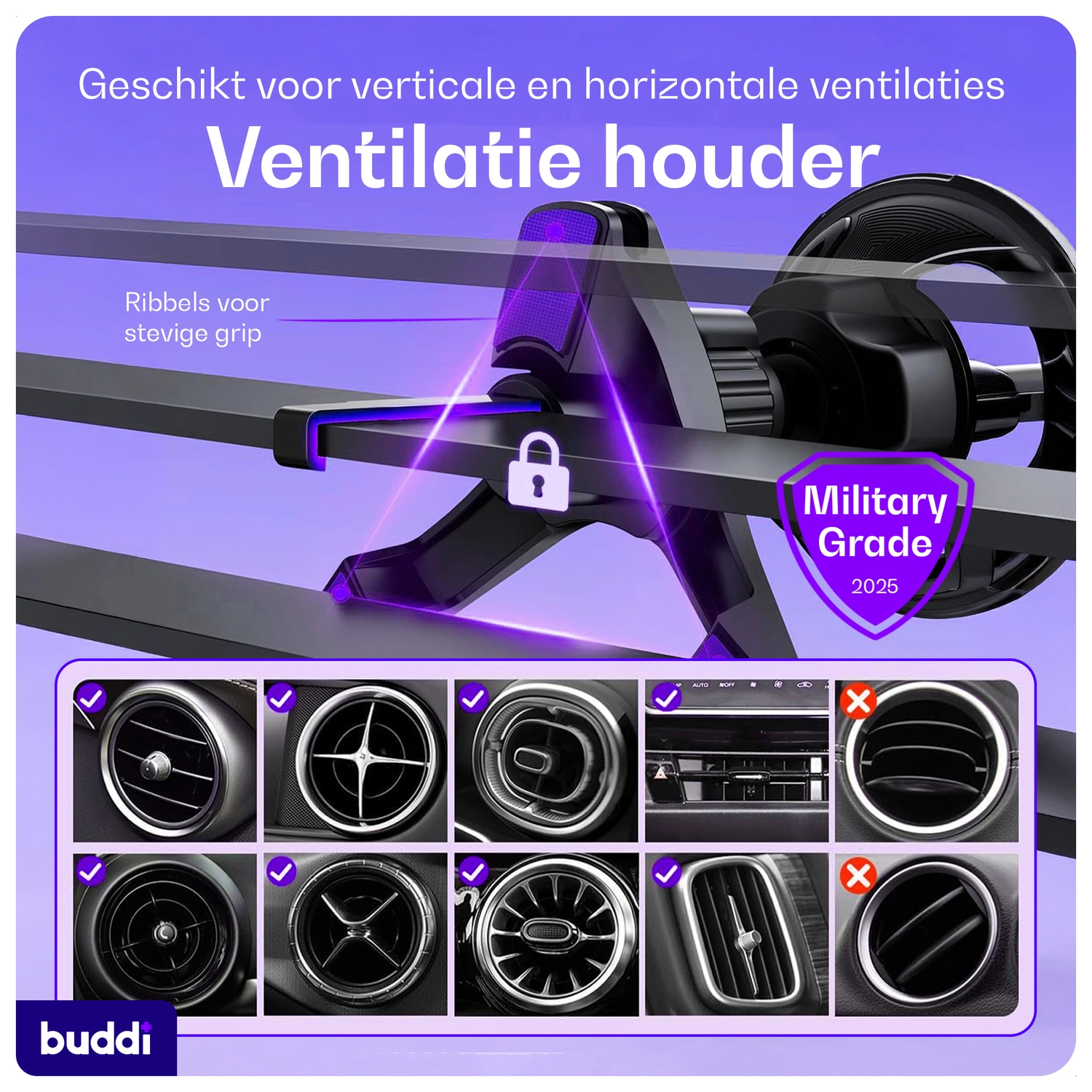 Buddi Way 2 Universele Telefoonhouder Auto Ventilatierooster met Klem afbeelding 2