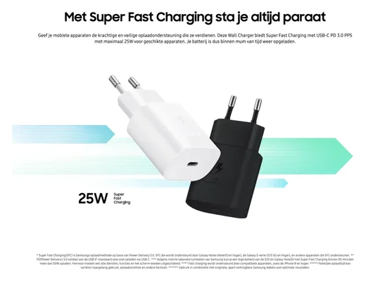 Originele Samsung 25W Power Adapter USB-C Adapter Duo Pack Zwart afbeelding 4