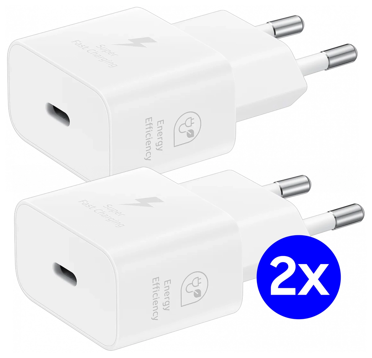 Originele Samsung 25W Energy Efficiency USB-C Adapter Duo Pack Wit afbeelding 1