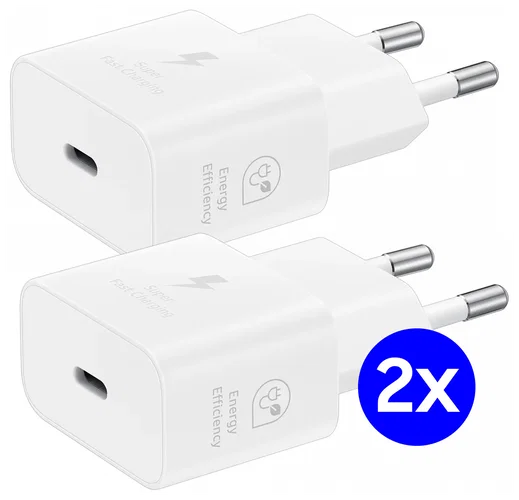 Originele Samsung 25W Energy Efficiency USB-C Adapter Duo Pack Wit afbeelding 1