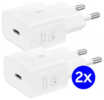 Originele Samsung 25W Energy Efficiency USB-C Adapter Duo Pack Wit
