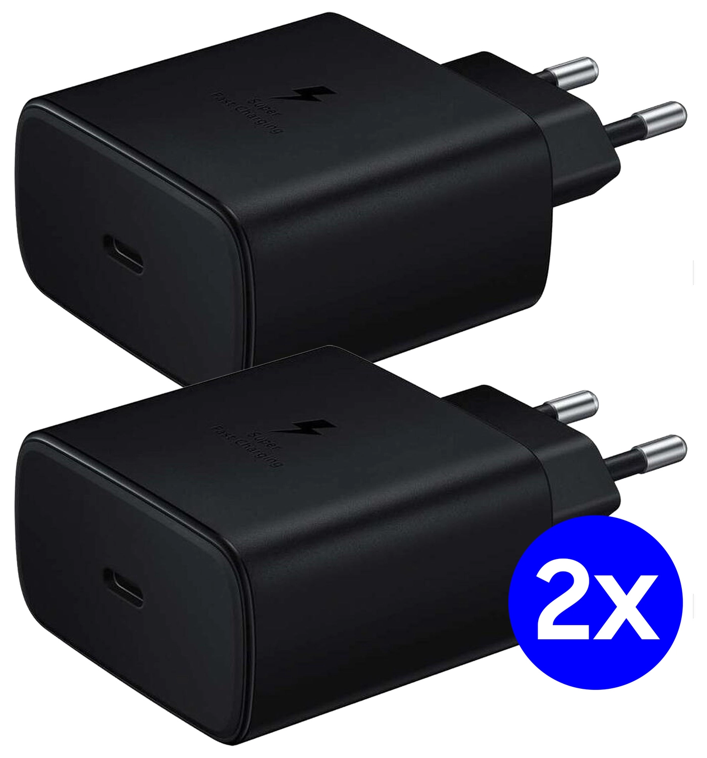 Originele Samsung 45W Power Adapter USB-C Adapter 5A Duo Pack Zwart afbeelding 1