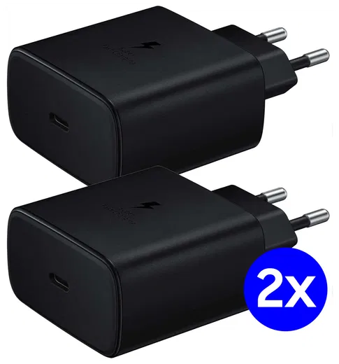 Originele Samsung 45W Power Adapter USB-C Adapter 5A Duo Pack Zwart afbeelding 1