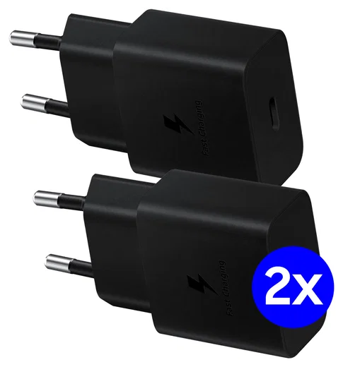 Originele Samsung 15W PD Power Adapter USB-C Oplader Duo Pack Zwart afbeelding 1