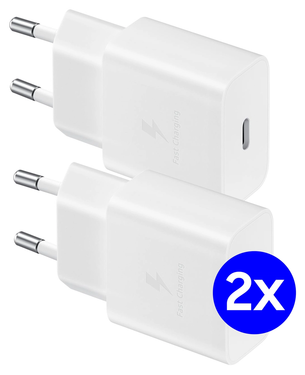 Originele Samsung 15W PD Power Adapter USB-C Oplader Duo Pack Wit afbeelding 1