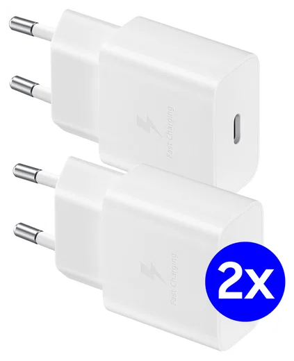 Originele Samsung 15W PD Power Adapter USB-C Oplader Duo Pack Wit afbeelding 1