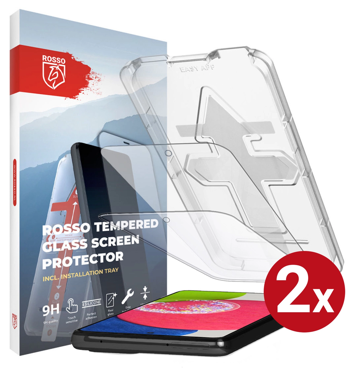 Rosso Samsung Galaxy A52S/A52 Tempered Glass met Installatietray (2-Pack) afbeelding 1