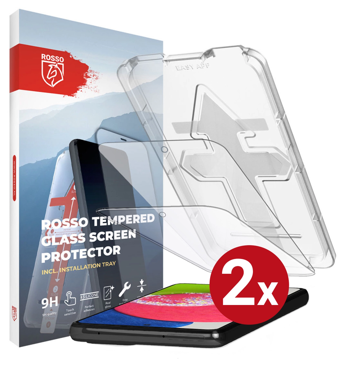 Rosso Samsung Galaxy A52S/A52 Tempered Glass met Installatietray (2-Pack) afbeelding 9