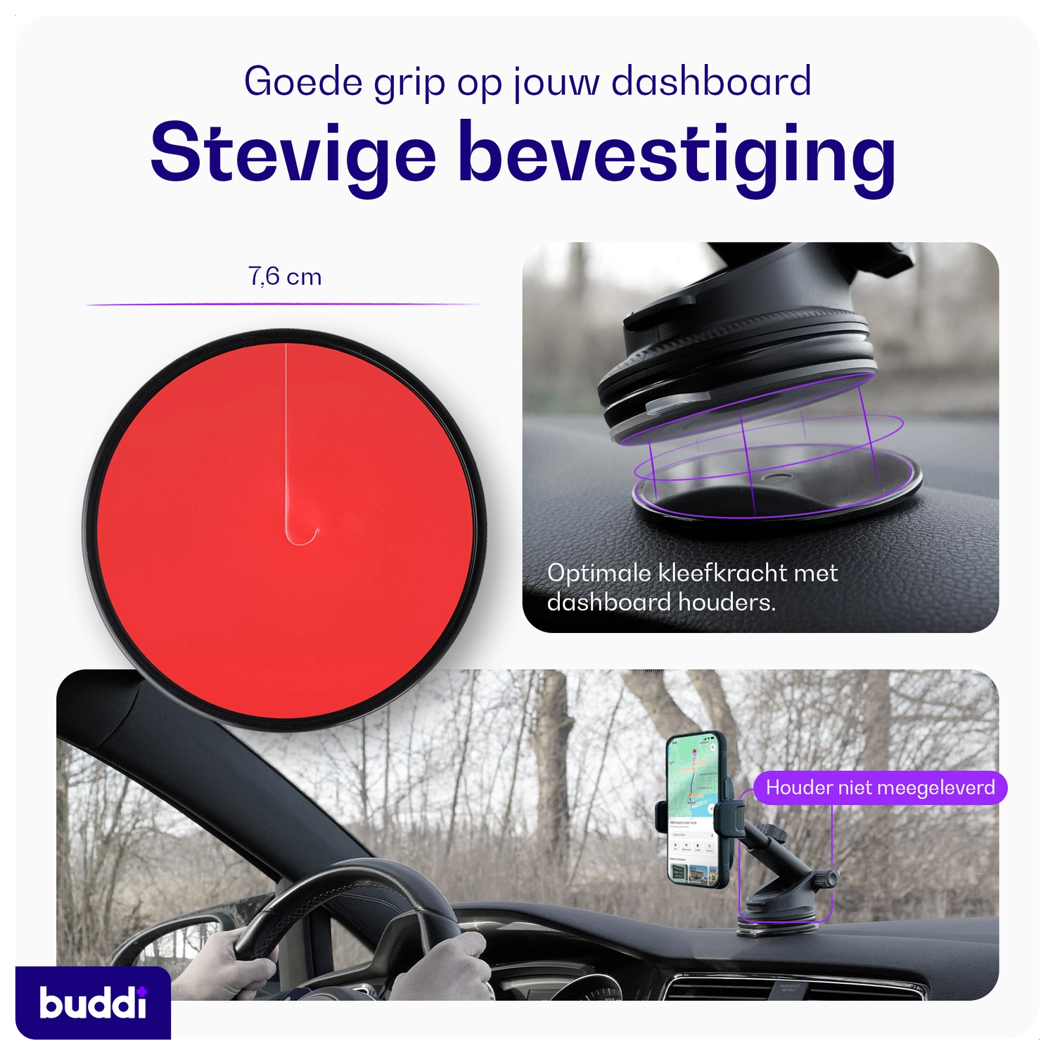 Buddi Way Universele Sticky Gel Pad voor Dashboard Zwart afbeelding 3