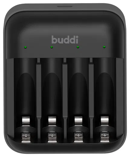 Buddi Battery Charger AA + AAA Batterij USB-C Oplader 4 Stuks Zwart afbeelding 6