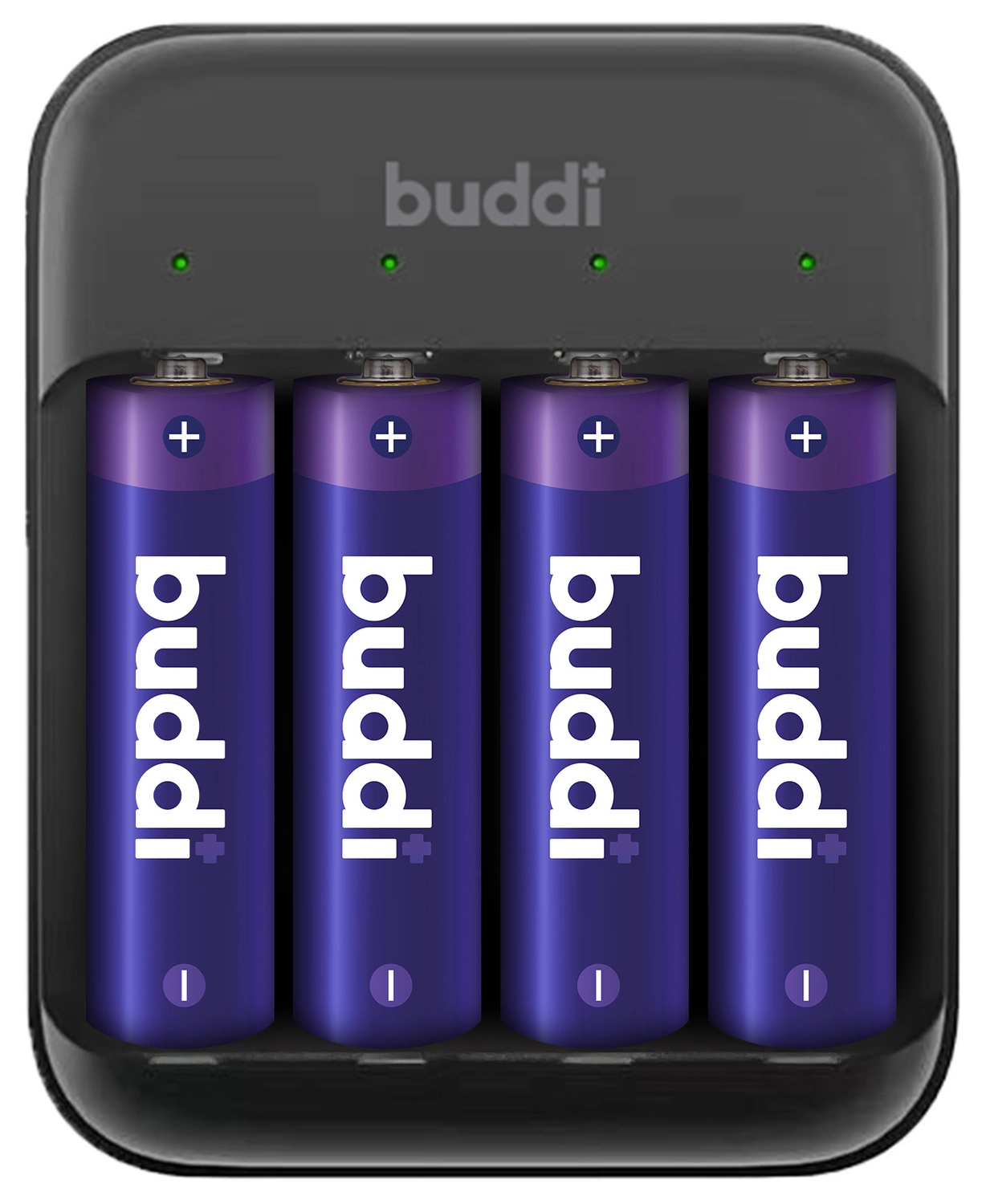Buddi Battery Charger AA + AAA Batterij USB-C Oplader 4 Stuks Zwart afbeelding 1