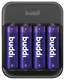 Buddi Battery Charger AA + AAA Batterij USB-C Oplader 4 Stuks Zwart afbeelding 1